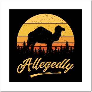 Allegedly Camel Desert Ship Retro Vintage Sunset Distressed Posters and Art